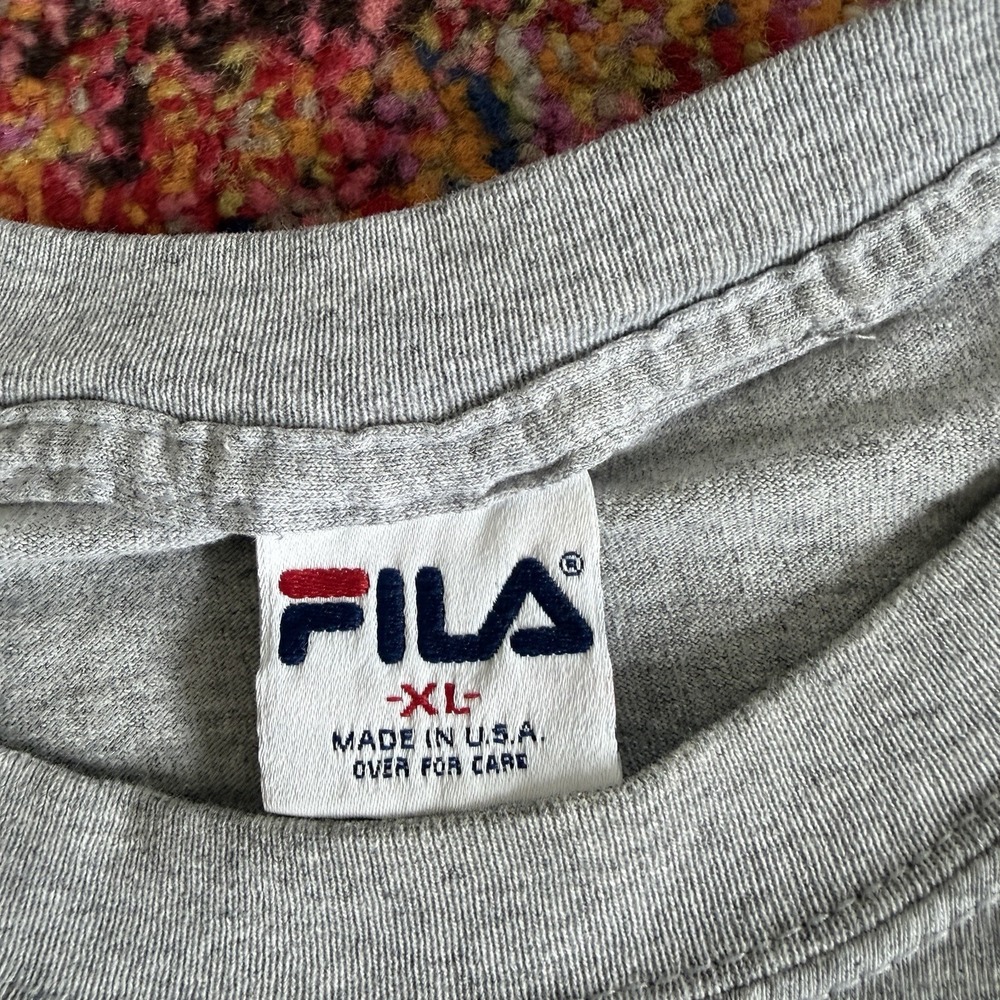 Vintage 90s Fila Made in USA Graphic T-Shirt XL - Grey Sportswear Streetwear - Picture 5 of 8